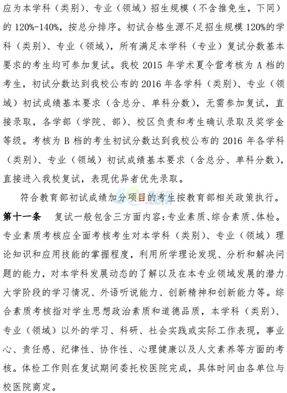 大連理工大學(xué)2016年考研復(fù)試辦法