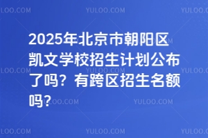2025年北京市朝陽(yáng)區(qū)凱文學(xué)校招生計(jì)劃公布了嗎？有跨區(qū)招生名額嗎？
