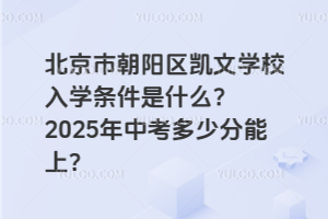 北京市朝陽區(qū)凱文學校入學條件是什么？2025年中考多少分能上？