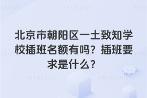 北京朝陽區(qū)一土致知學(xué)校插班名額有嗎？插班要求是什么？