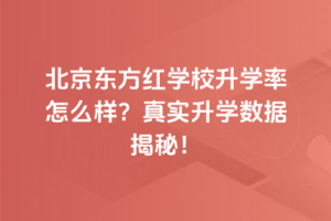 北京東方紅學(xué)校升學(xué)率怎么樣？真實升學(xué)數(shù)據(jù)揭秘！